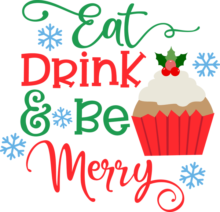 
									Eat Drink Be Merry With Cake Christmas SVG