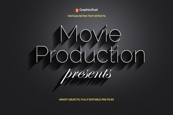 
									Vintage Style Movie Production Font Effect PSD Template